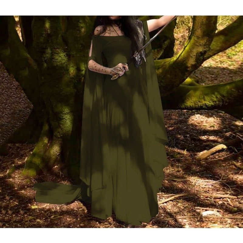 2018wish New party Long Sleeve Crewneck Belt Women Dress Halloween Women's Long Dress
