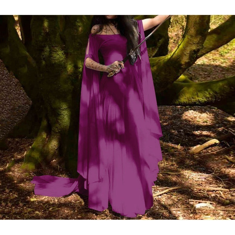 2018wish New party Long Sleeve Crewneck Belt Women Dress Halloween Women's Long Dress