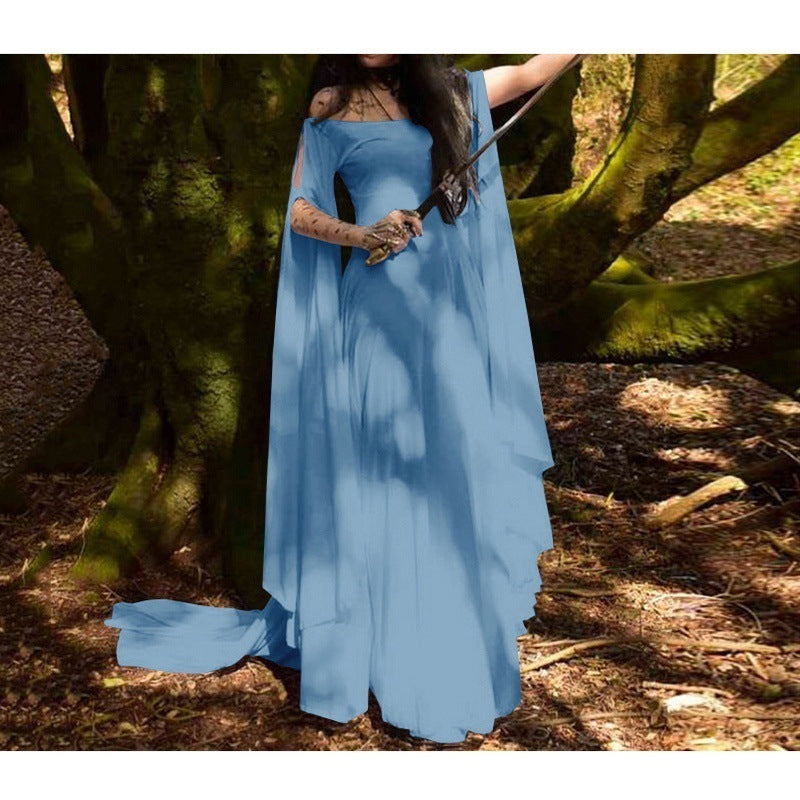 2018wish New party Long Sleeve Crewneck Belt Women Dress Halloween Women's Long Dress