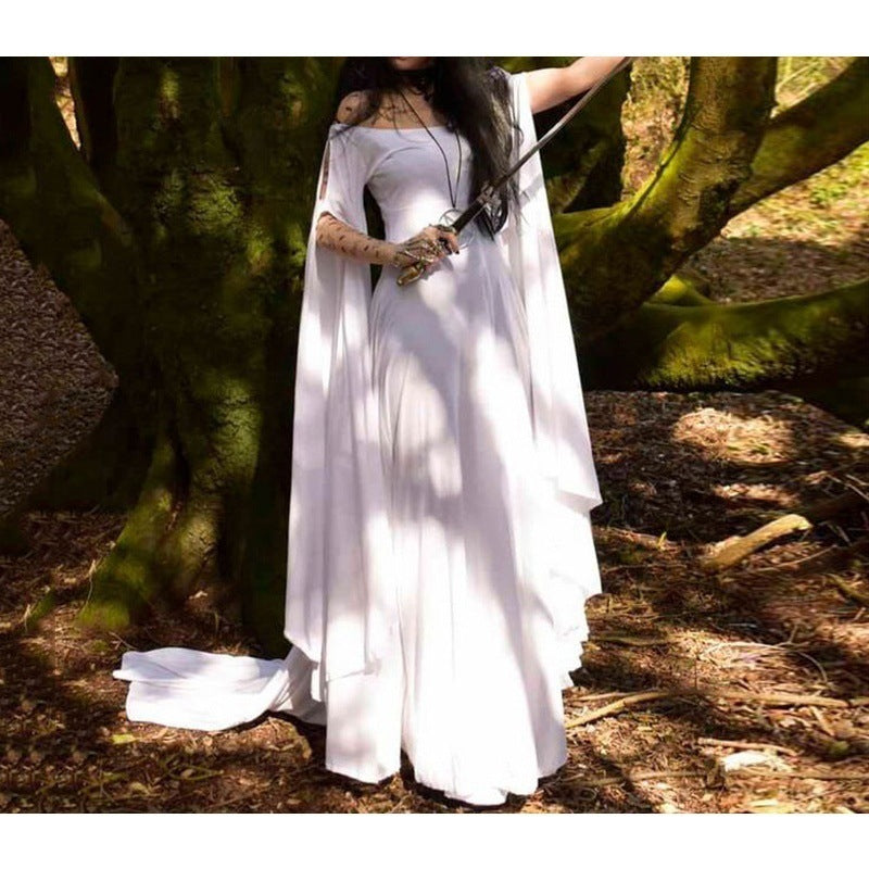 2018wish New party Long Sleeve Crewneck Belt Women Dress Halloween Women's Long Dress