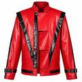 Boys Street Dance Jacket Michael Jackson Impersonator Halloween Christmas Party New Stage Performance Costume Red Leather Jacket