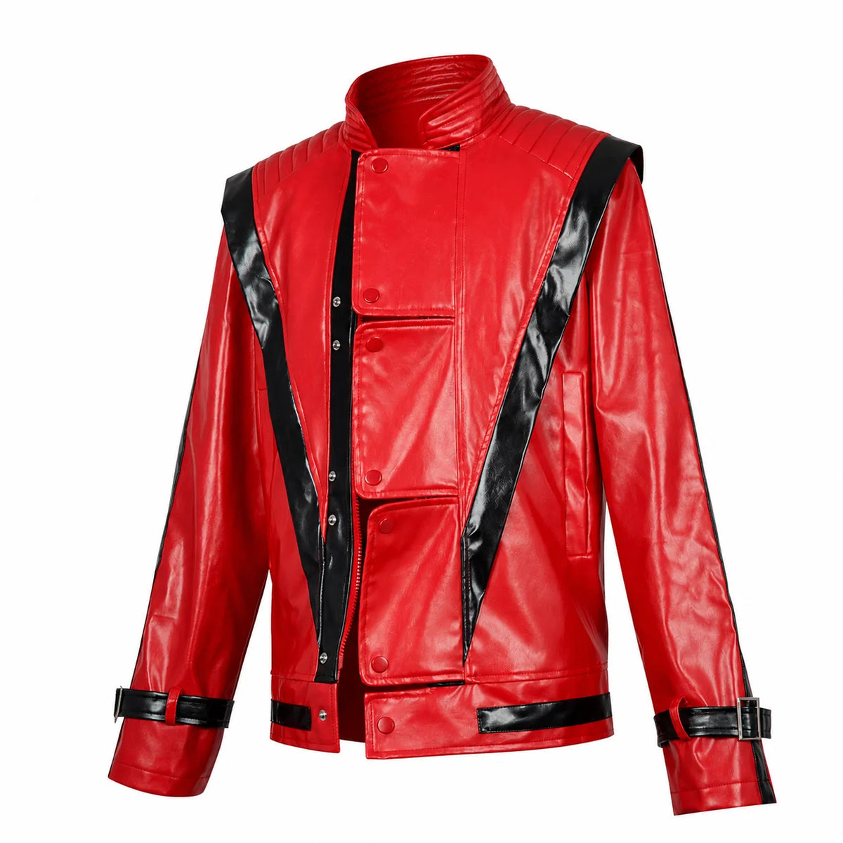 Boys Street Dance Jacket Michael Jackson Impersonator Halloween Christmas Party New Stage Performance Costume Red Leather Jacket