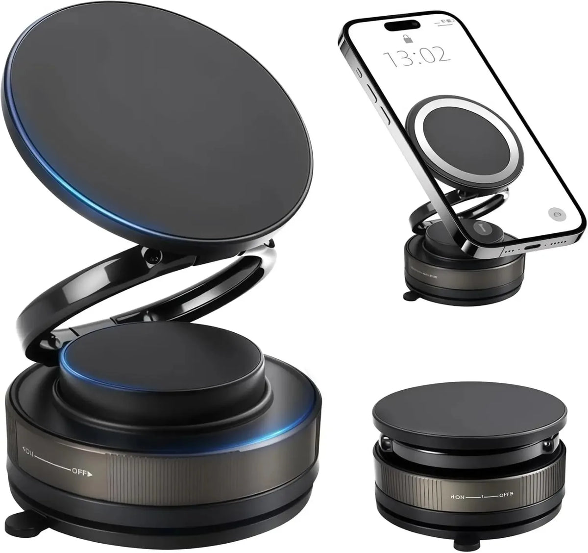 Magnetic Phone Holder 360° Rotatable  Phone Holder |  Foldable Design, Vacuum Suction Cup | Perfect for Car Dashboard