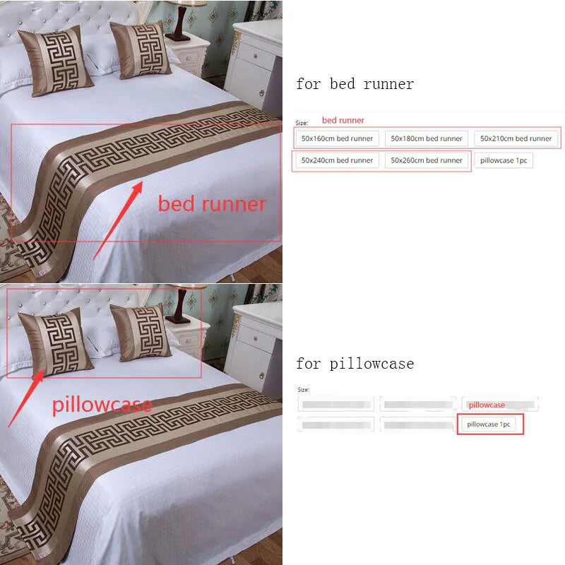 New Chinese Style Fashion High Quality Bed Flag Hotel Cupboard Table Runner Decor for Home Parlor Wedding Room Pillowcase