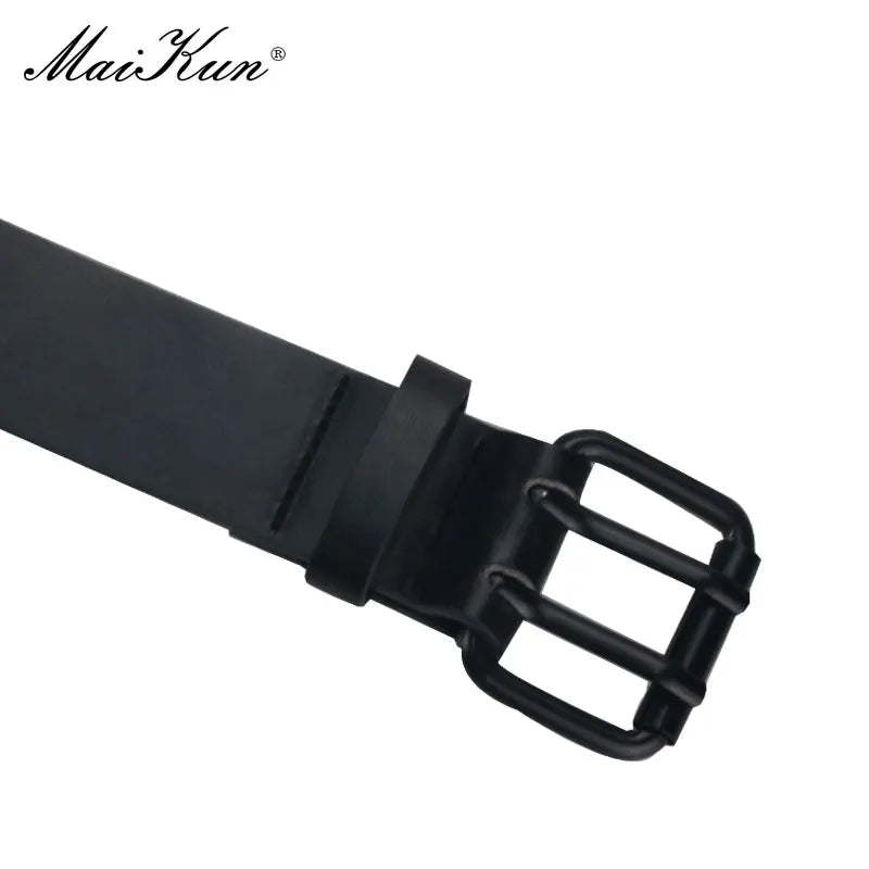 Maikun Halloween New Ladies Black PU Leather Belt Double Exhaust Air Hole Pin Buckle Fashion Trend Waistband Punk Goth Style