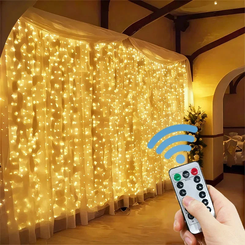 LED Curtain String Lights 8 Modes USB Plug Party Lights with Remote Control Fairy Garland Bedroom Wedding Christmas Decorations