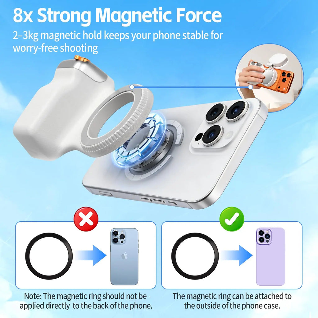 Magnetic Smartphone Camera Grip Wireless Shutter Universal Photo Stand Selfie Handle for iPhone Android Vlog