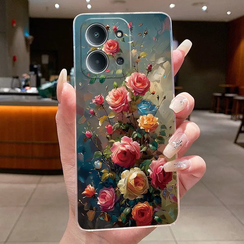 New For Redmi 15C Poco C85 4G Case Clear Luxury Fashion Butterfly Flower Soft TPU Silicone Phone Cover For Redmi15C PocoC85 Case