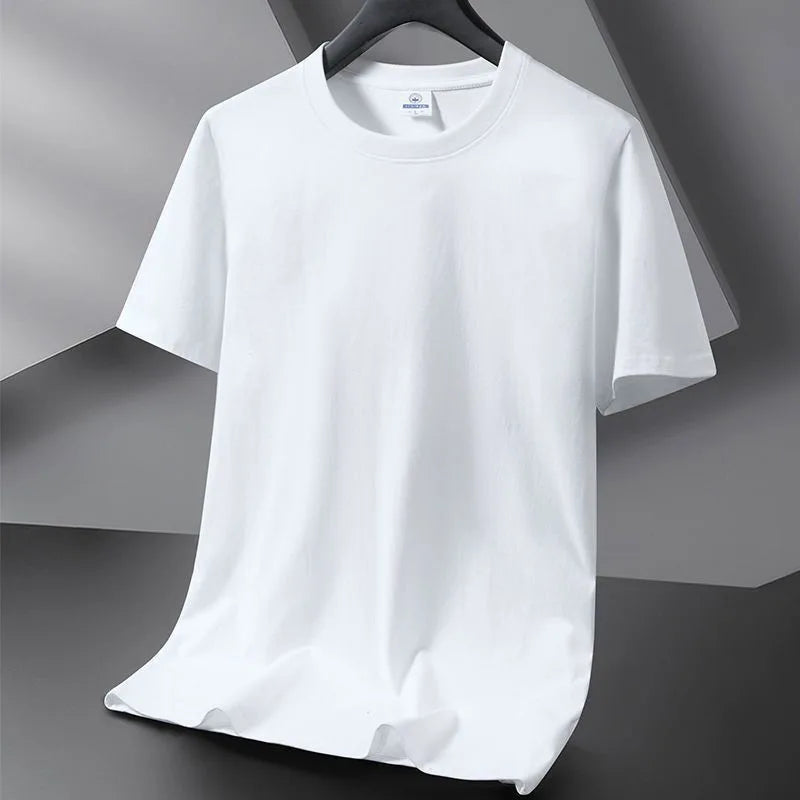 Summer Men T Shirt Cotton Tops Women Solid Color Blank Tshirts O-neck Round Collar Short-Sleeve Couple White Top Tees Clothing