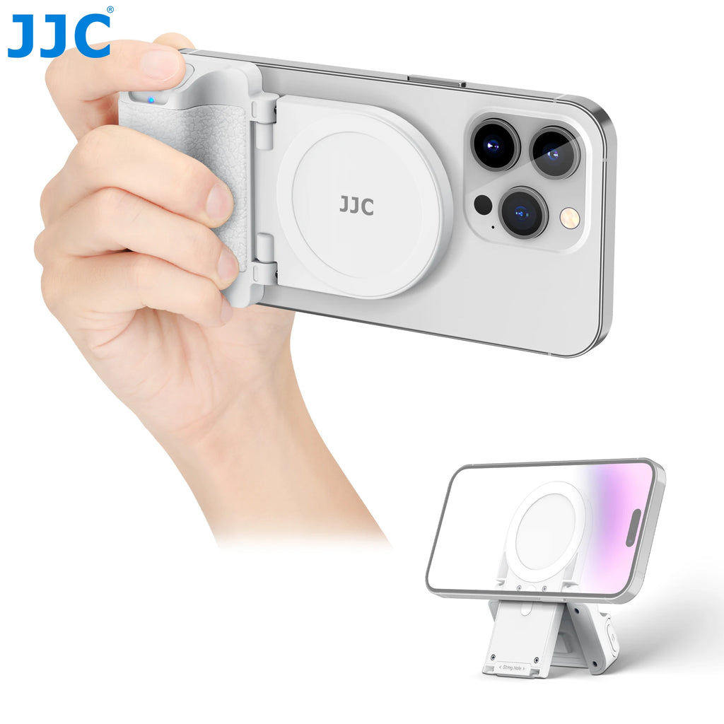 JJC Magnetic Phone Camera Grip Handle Selfie Bracket with Wireless Shutter Remote with 1/4” Tripod Screw for iPhone 17 16 15 14