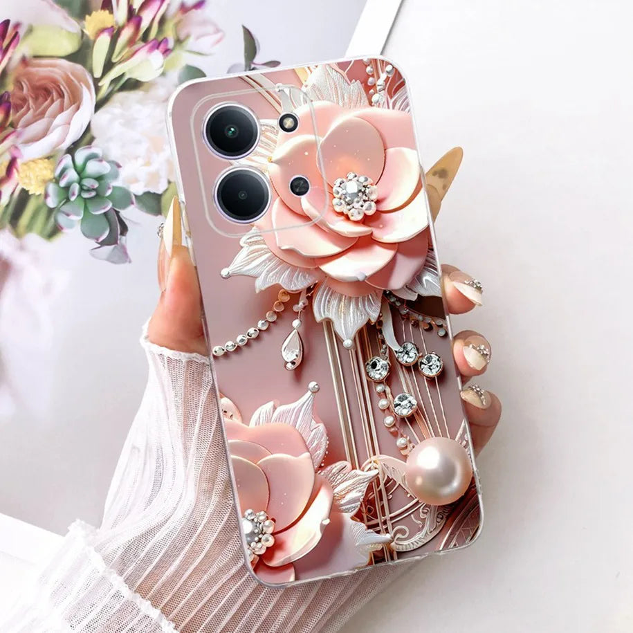 For Xiaomi Redmi 15C 5G 2025 Case Fashion Flower Bow Soft Silicone Clear Back Cover For Xiaomi Poco C85 5G Redmi15C 173MM Bumper