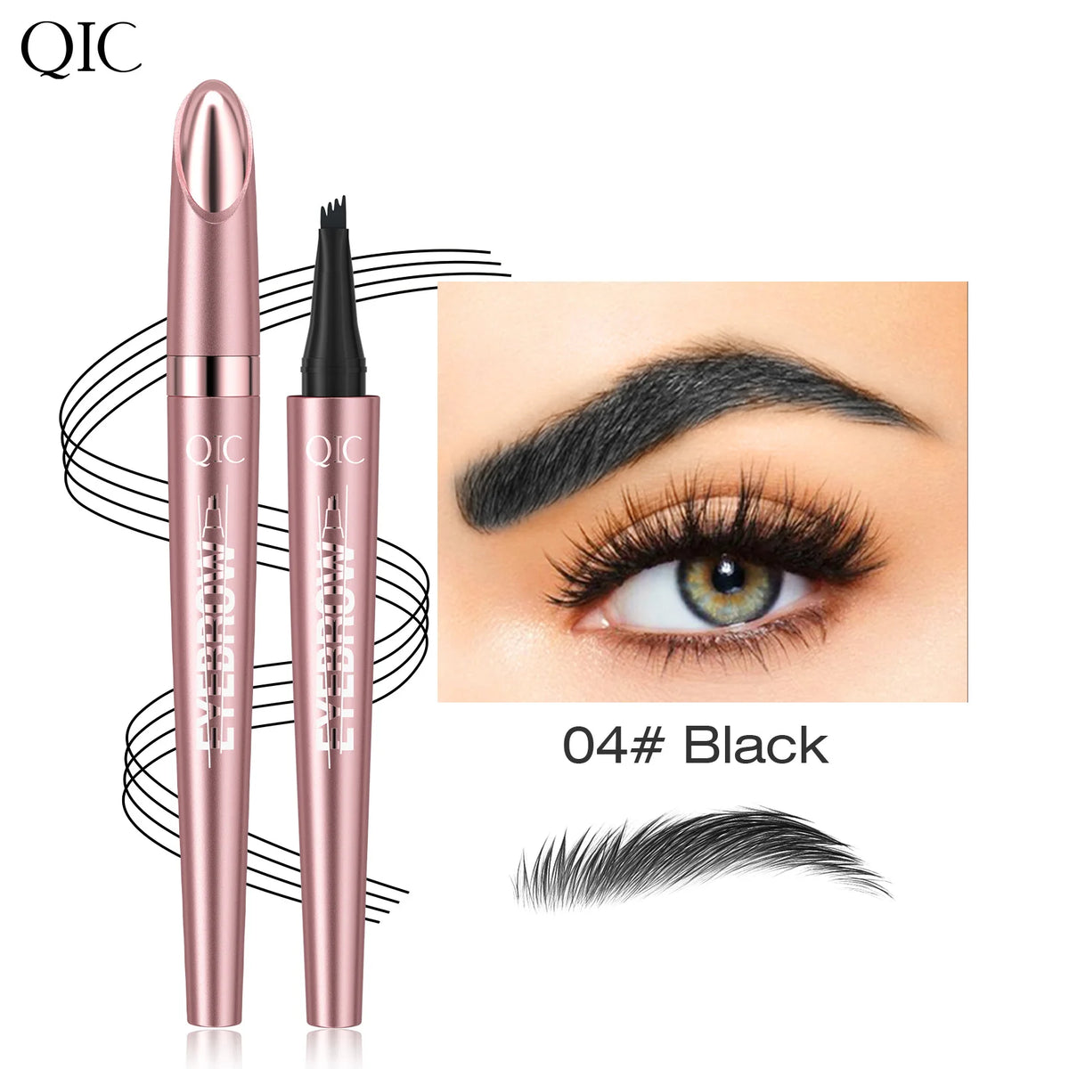 6 Colors 1pc Eyebrow Pen Waterproof 4 Split Tip Eyebrows Pen Eyebrow Tattoo Pen Waterproof Liquid Black Eyebrow Makeup Pencil