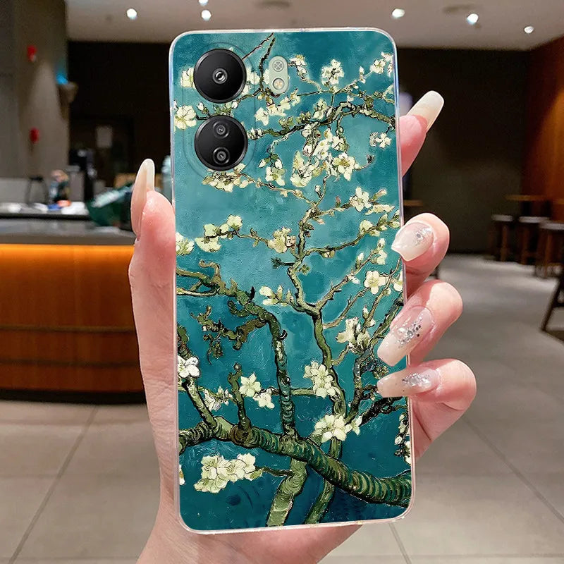 Case For Xiaomi Redmi 13C Poco C65 4G Capa Flower Butterfly Phone Casing Redmi13C Poco M6 5G Soft Silicone Transparent TPU Cover