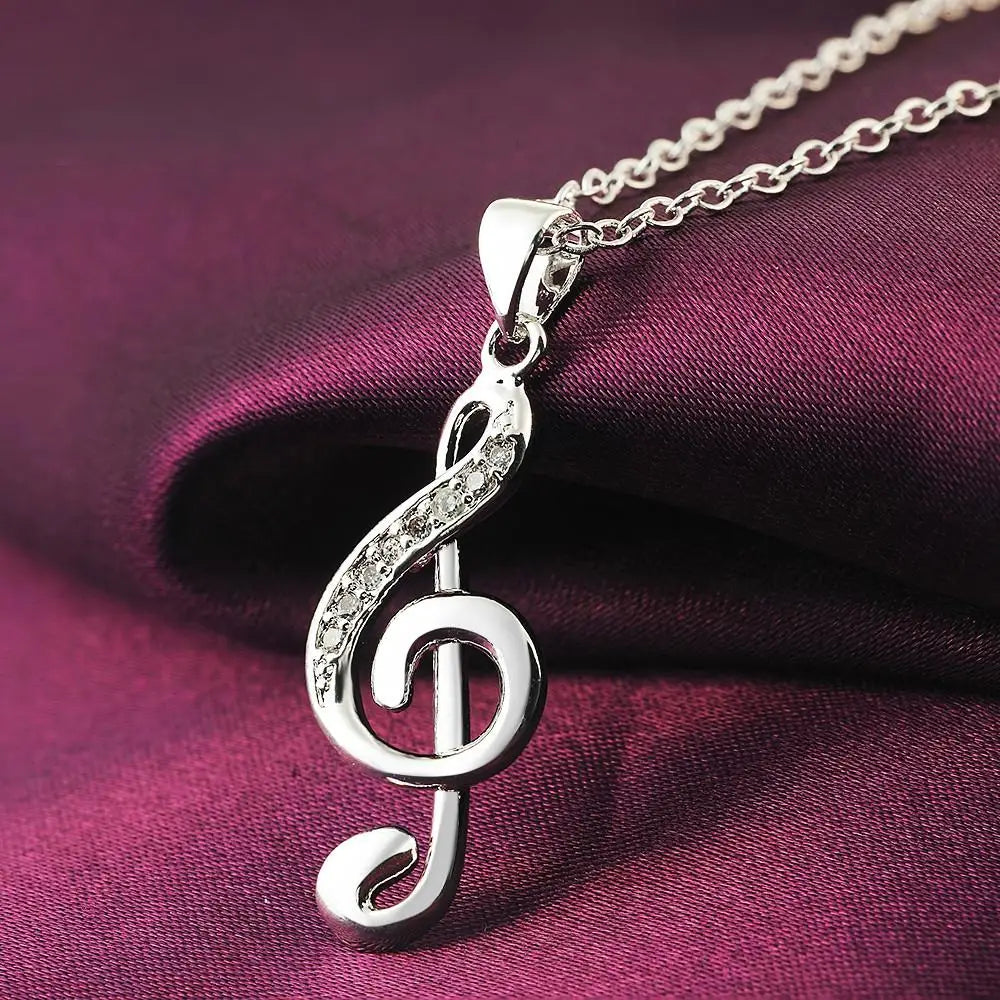 18K Gold Wedding Party Jewelry Wholesale Women Creative Music Symbol Pendant Stone Female Fashion