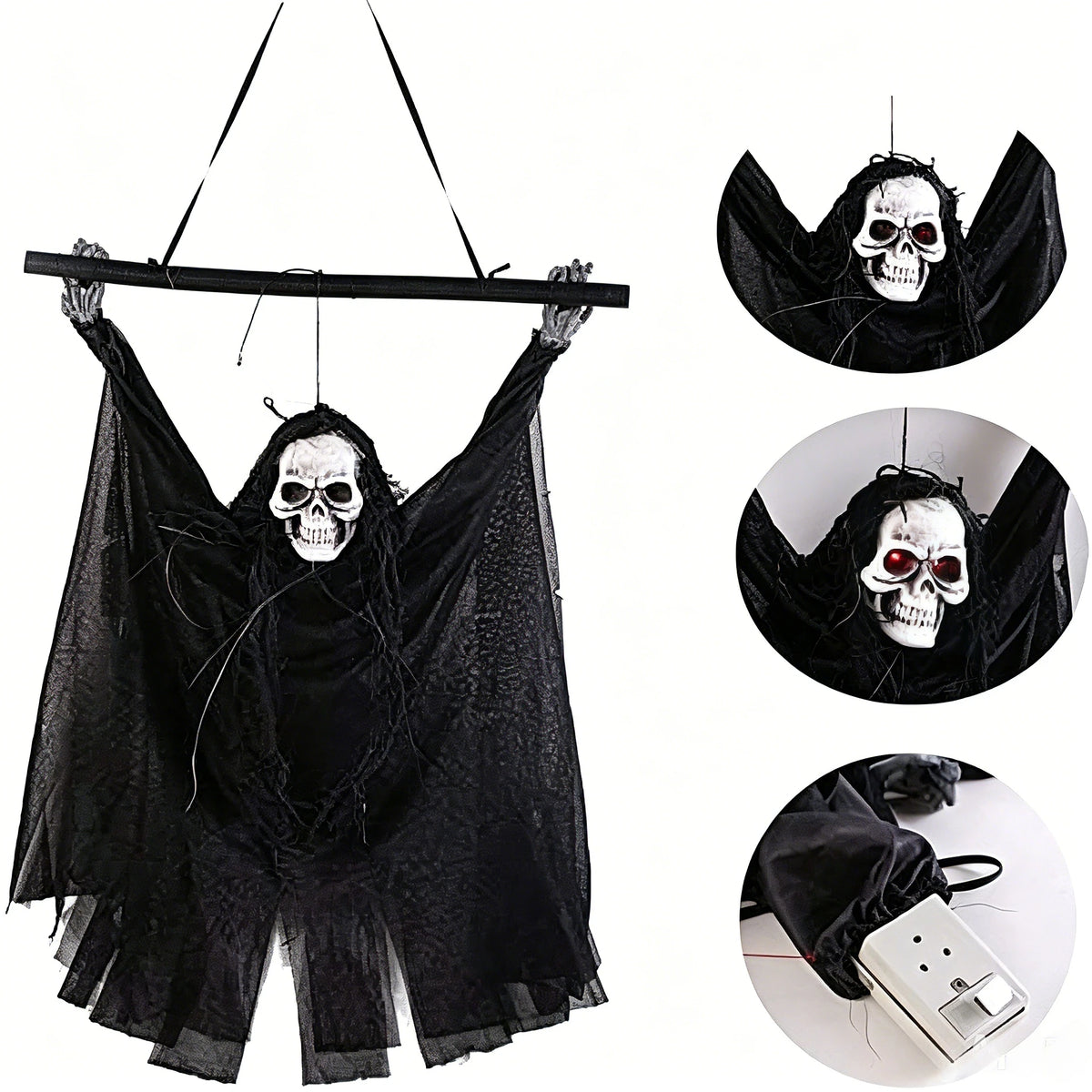 Halloween Skull Small Hanging Ghost Bar KTV Decoration Supplies Pendant Electric Light up Small Hanging Ghost Trick Prop