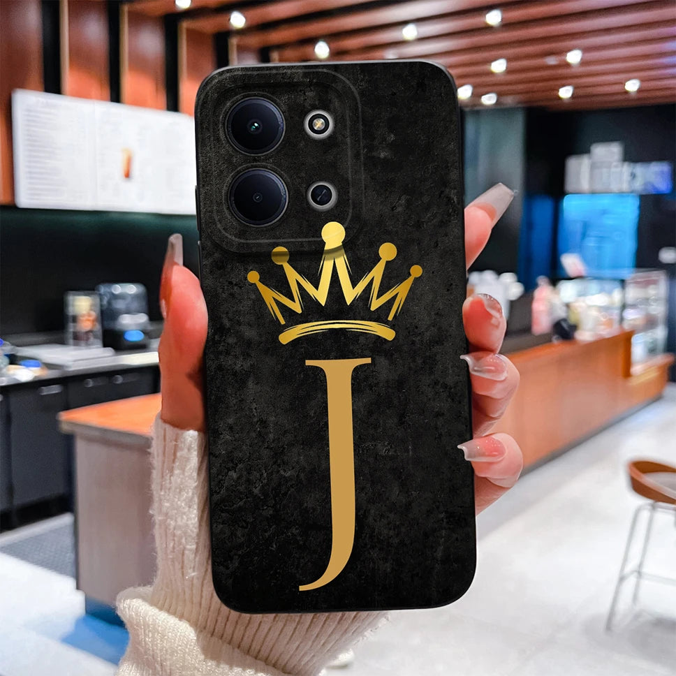 For Redmi 15C 4G 5G Couple Phone Case Fashion Crown Letters Protective Back Cover For Redmi15C Soft Smooth Liquid Silicone Funda