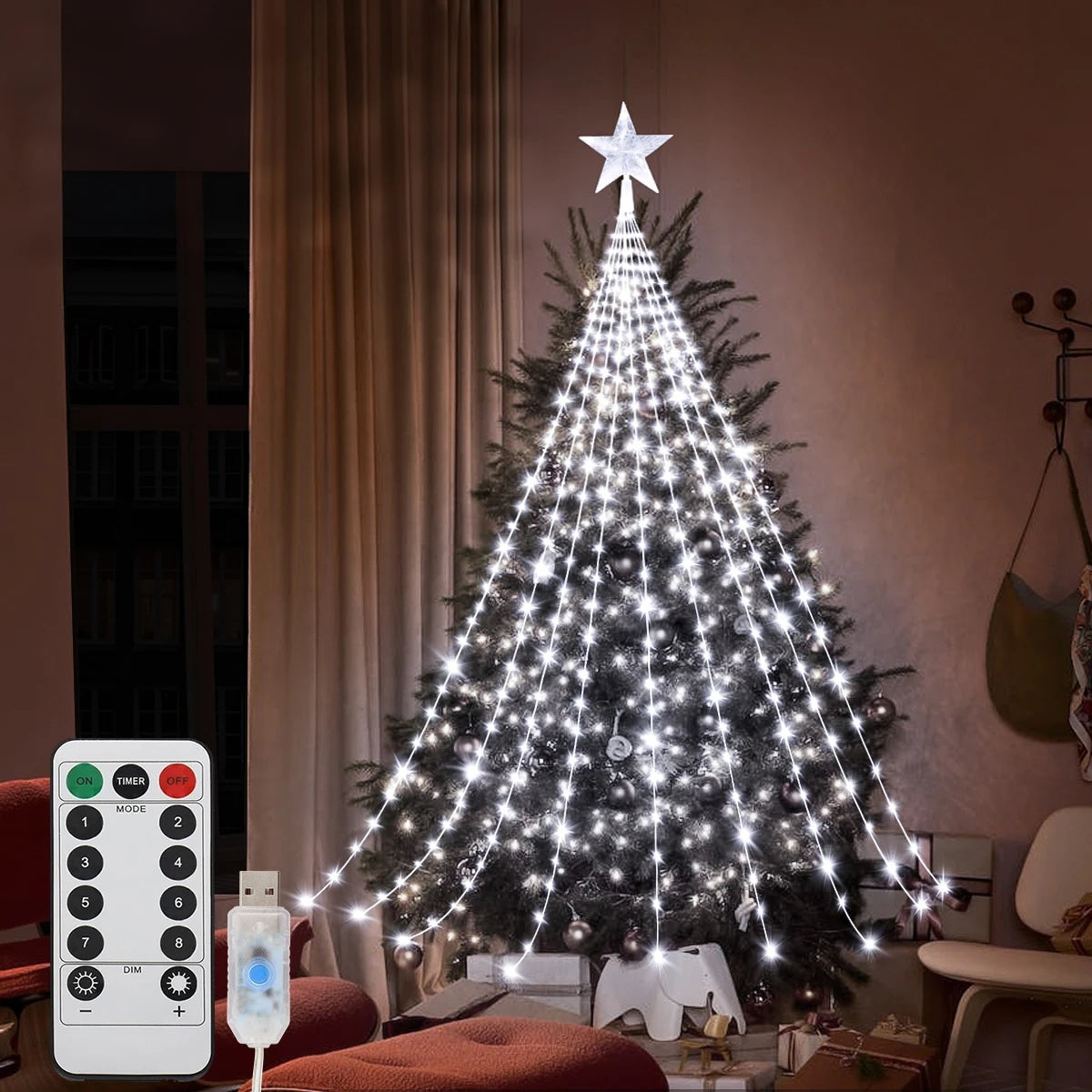 LED Outdoor Christmas String Lights 2/3M USB Waterproof Fairy Lights With 8 Lighting Modes For Garden Christmas Tree Party Decor