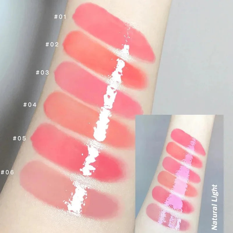 Mirror Glass Solid Lip Gloss Water Light Round Tube Lasting Moisturizing Lipstick Natural Nude Peach Tint Jelly Lip Glaze Makeup