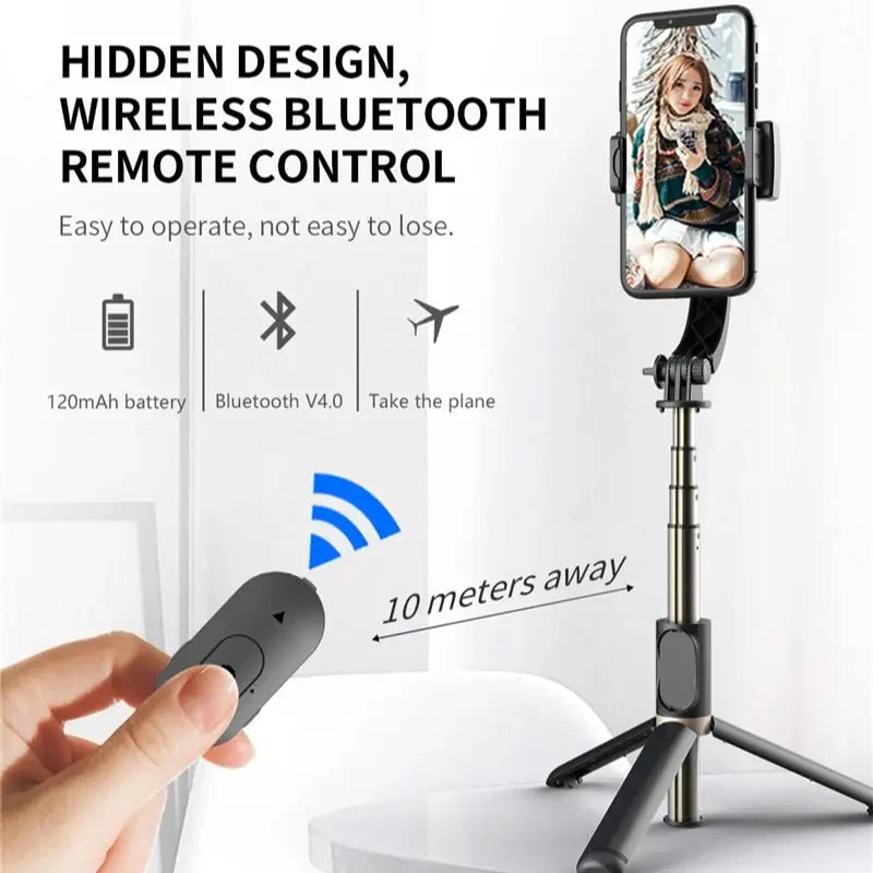 New Model Mobile Video stabilizer Bluetooth selfie stick tripod Gimbal Stabilizer For Smartphone Live vertical Shooting Bracket