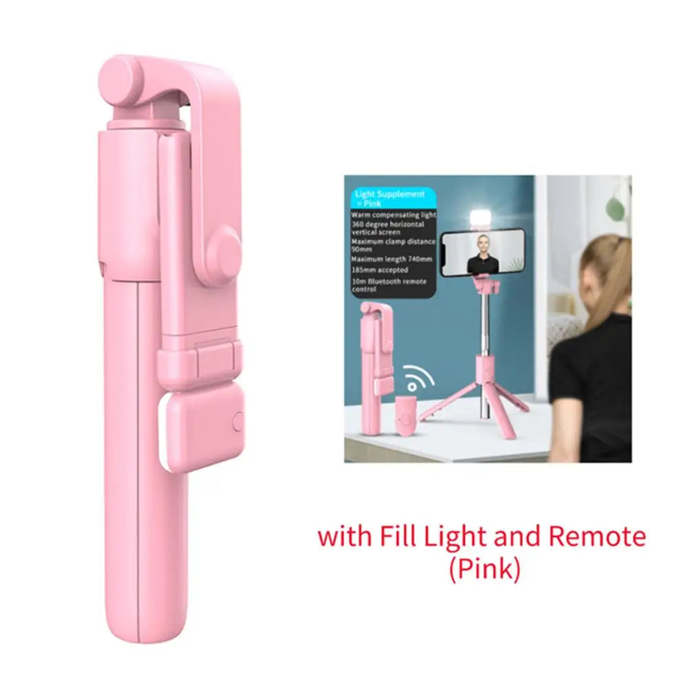 Selfie Stick Foldable Portable Tripod With LED Fill Light Bluetooth Shutter Remote Control For Mobile Phone Vlog Shooting Record