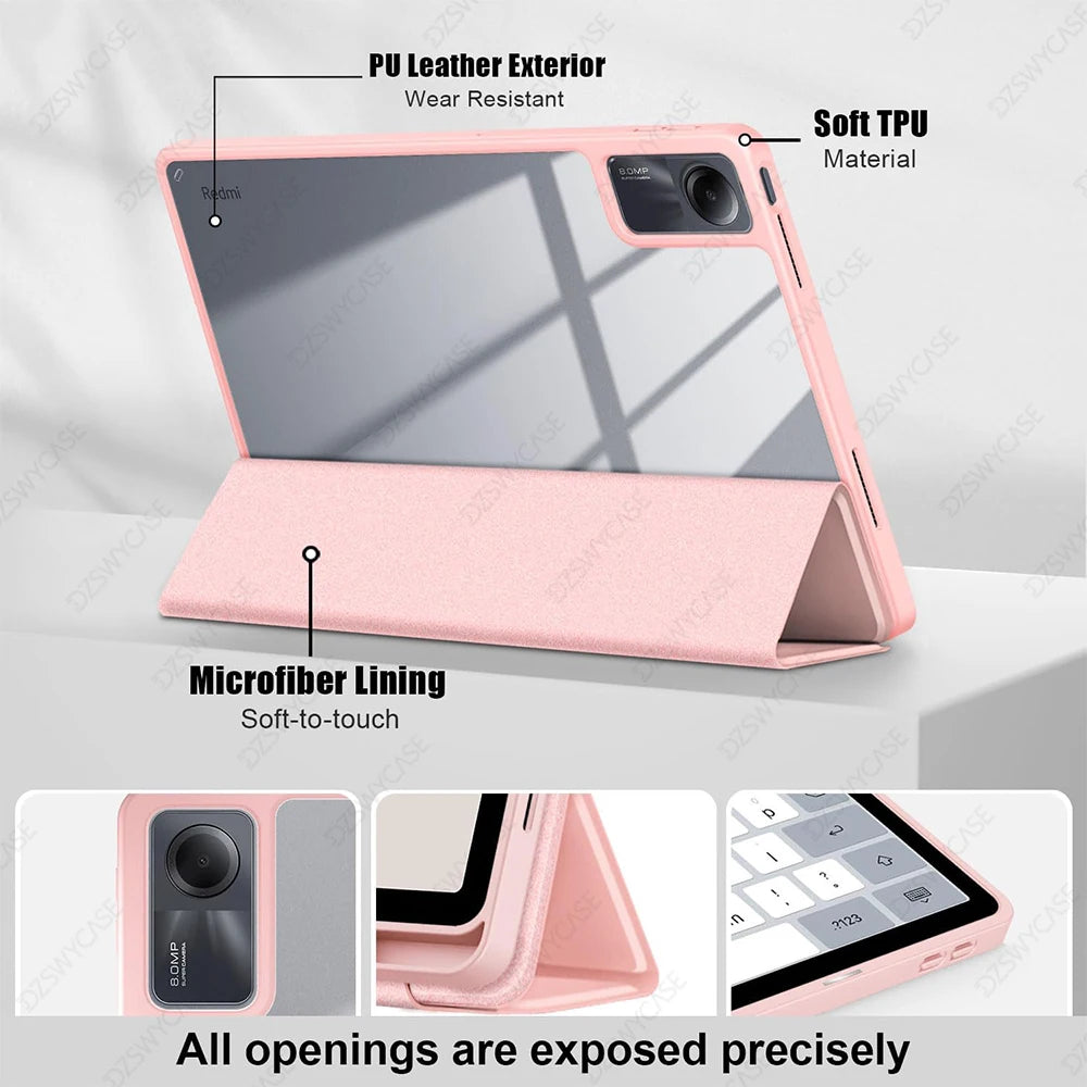 Case for Redmi Pad SE 11 inch Shockproof Cover with Clear Transparent Back Shell Redmi Pad SE 2023 Cover with Auto Wake/Sleep