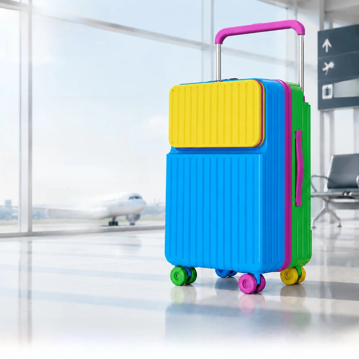 High Aesthetic 20 Inch Checkpoint Friendly Carry on Suitcase  Pullman Password Lock Student Travel Bag Hardshell Suit...