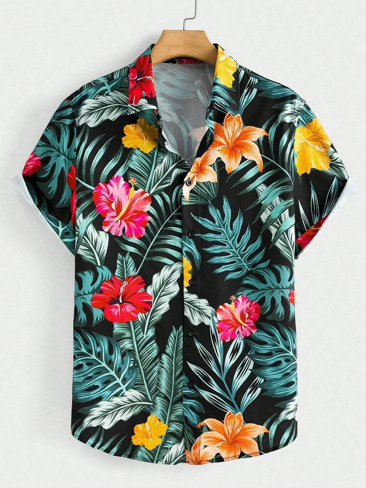 Children's Shirt Girls Hawaiian Shirts Botanical Flower Print Shirt for Girl Short Sleeve Lapel Collar Shirts Casual Girl Blouse