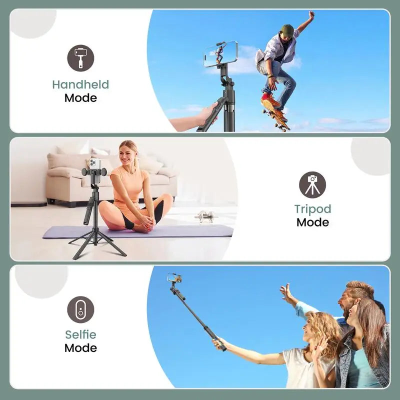 Selfie Stick with Face Tracking, Extendable 360° Rotation Selfie Stick Tripod with BT Remote Control Cell Phone Holder