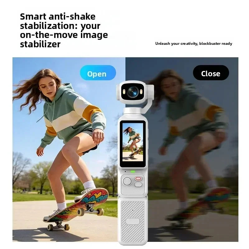 Lenovo 4K Handheld Gimbal Action Camera HD 180° Rotatable Lens Anti-shake Pocket Vlog Camera With Fill Light For Outdoor Sports