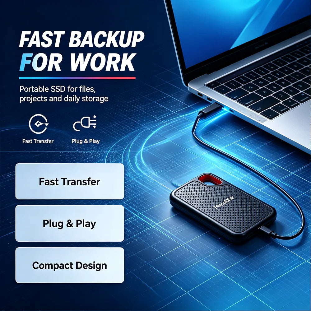 Portable SSD High Speed External Hard Drive 1TB 2TB 4TB USB 3.1 Storage Device for Laptop Mac Notebook PC Mobile Media Files