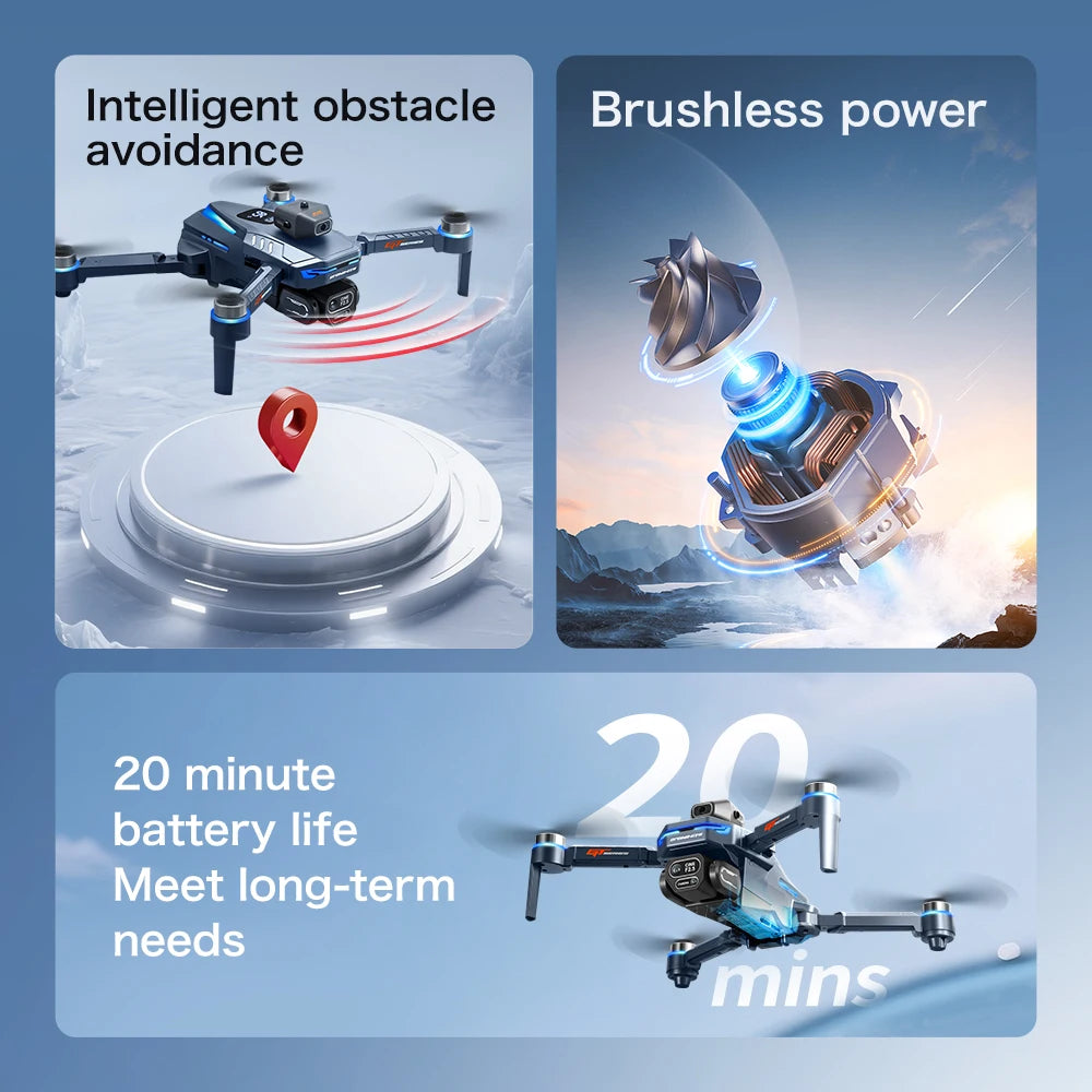 New GT8 Mini Drone 8K Professional HD 360° Dual Cameras 5G GPS WIFI Brushless Motors Obstacle Avoidance Foldable Quadcopter Toys