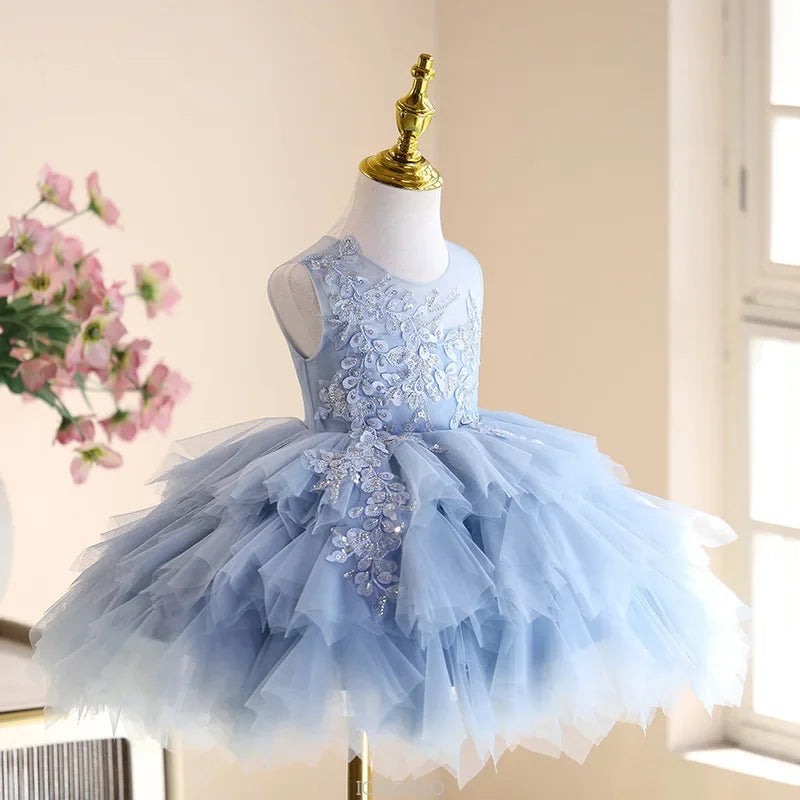 2025 Children Party Dress Piano Recital Outfit Flower Girl Wedding Formal Banquet Gown Birthday Hostess Performance Princess