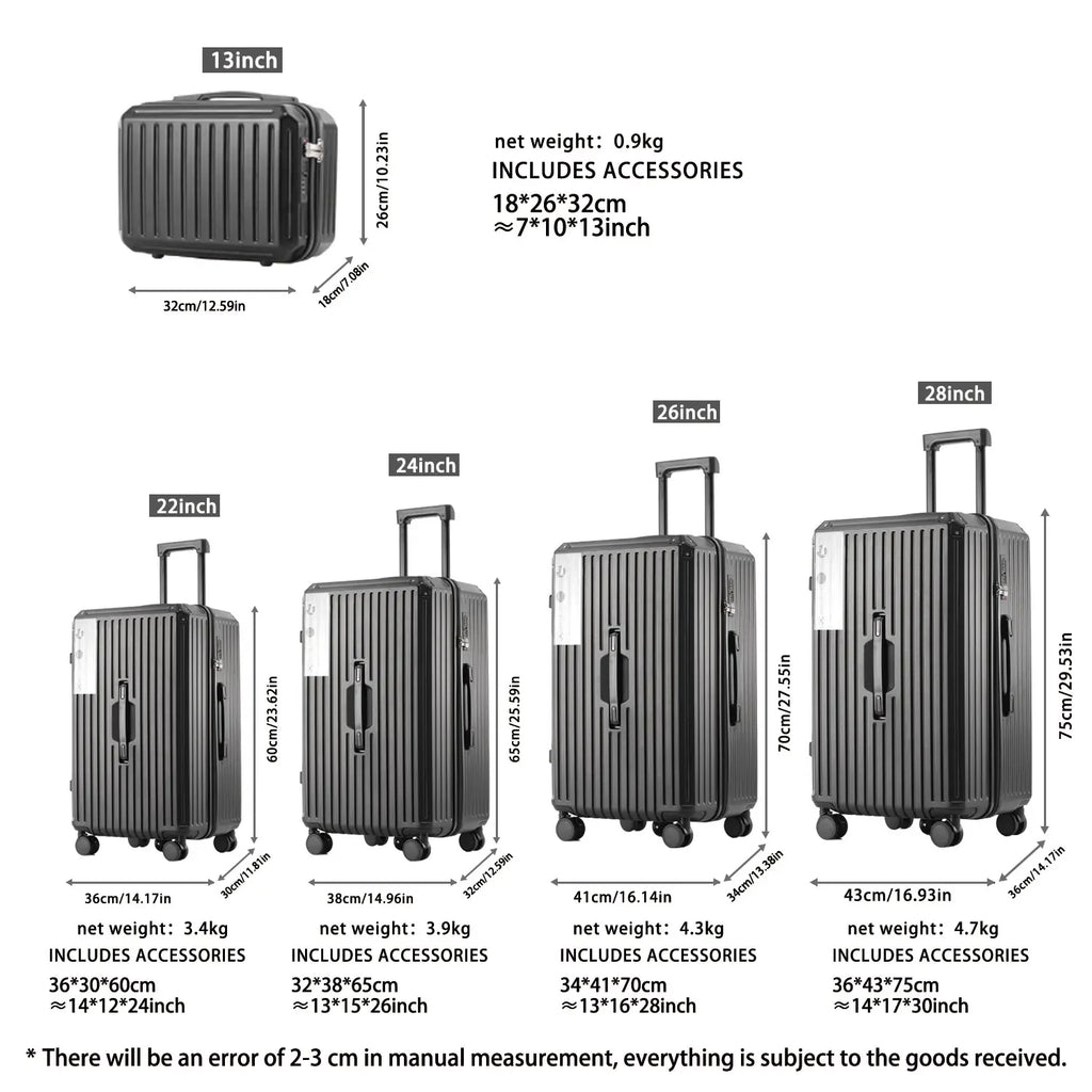 Ultra-Large Capacity Thickened Suitcase Set ABS+PC Material Trolley Case  USB Charging Interface Universal Wheels Luggage