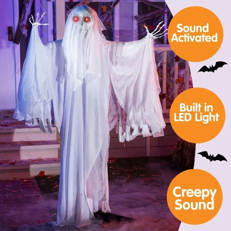 Halloween Voice Controlled Luminous Sound Standing Swinging Ghost 1.7m Terrifying Venue Decoration and Props