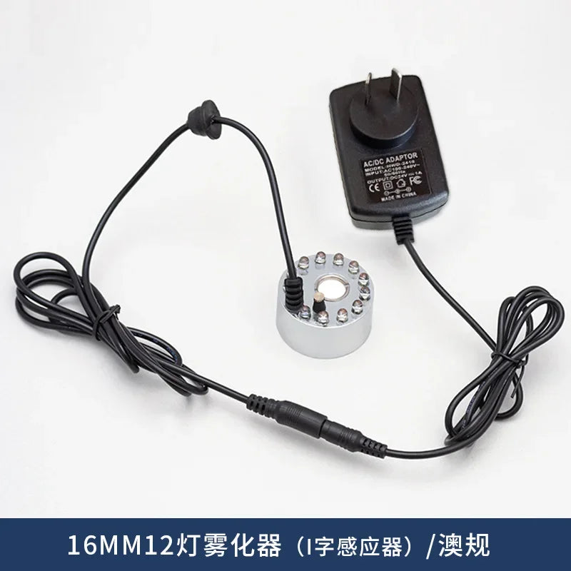 Fog Maker 12 Lights 16mm Mini LED Light Fogger Water Fountain Pond Fog Ultrasonic Atomizer for Party Halloween Pumpkin Christmas