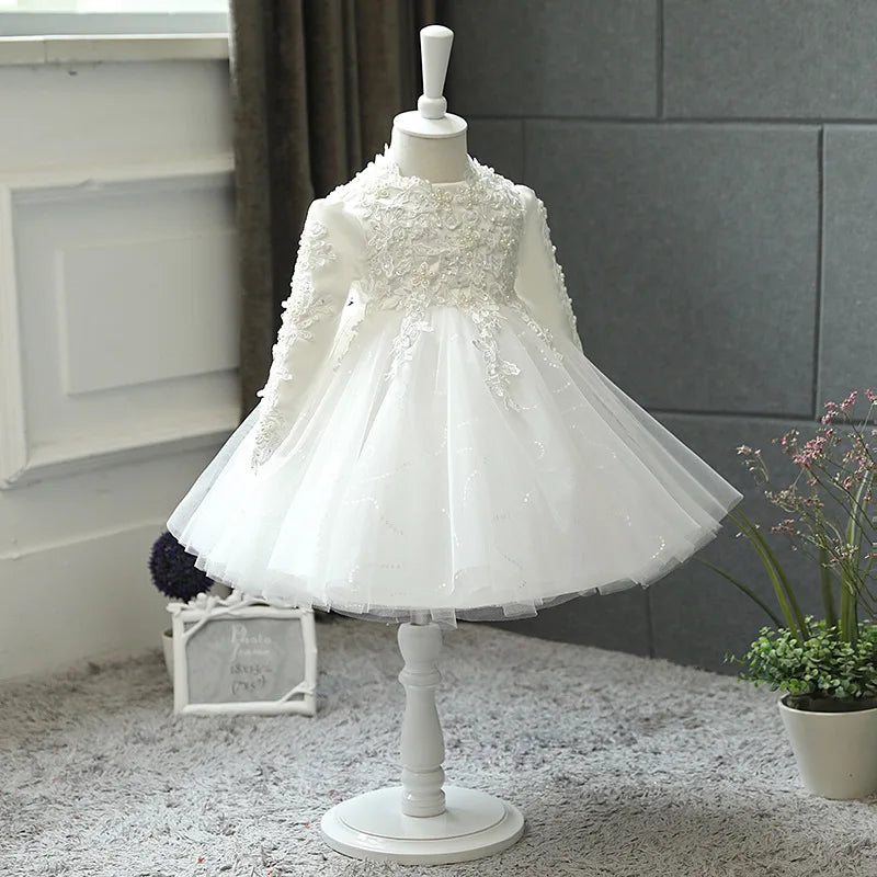 Girls' New One-Year-Old Flower Girl Wedding Piano Performance Dress Embroidered Princess Gown