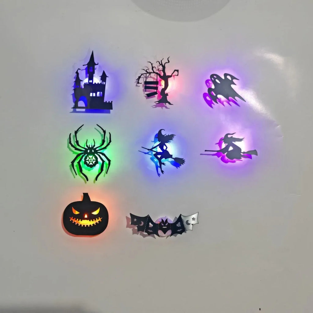Halloween Theme PVC 3D Wall Stickers Night Light 3D Effect Hollow Cutout Wall Decals New Stickers Home Party Ambient Decoration