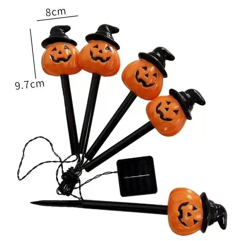 5pcs Pack Solar Powered Outdoor Pumpkin Lights Halloween Fall Waterproof Decorations Garden Lanterns for Lawn Yard Path Party
