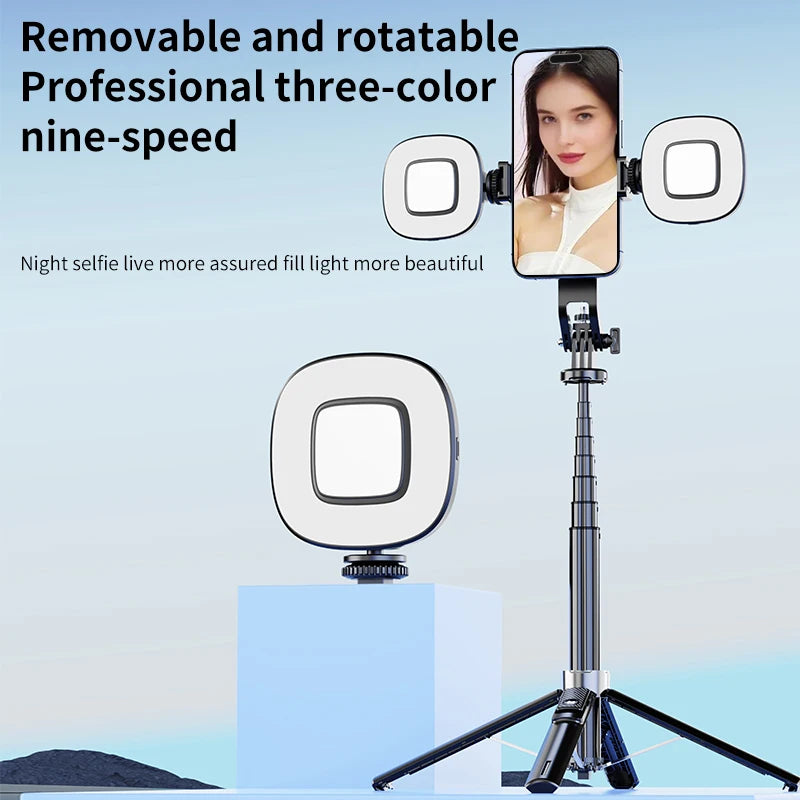 Magnetic Phone Handheld Selfie Stick, Extendable Length, Built-in Tripod, Wireless Shutter, Dual-Axis Adjustment, Compatible Wit