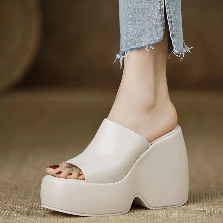 Ladies Shoes High Quality Open Toe Women's Slippers Summer Simple Solid Outdoor Casual Platform Wedge Slippers Zapatos De Mujer