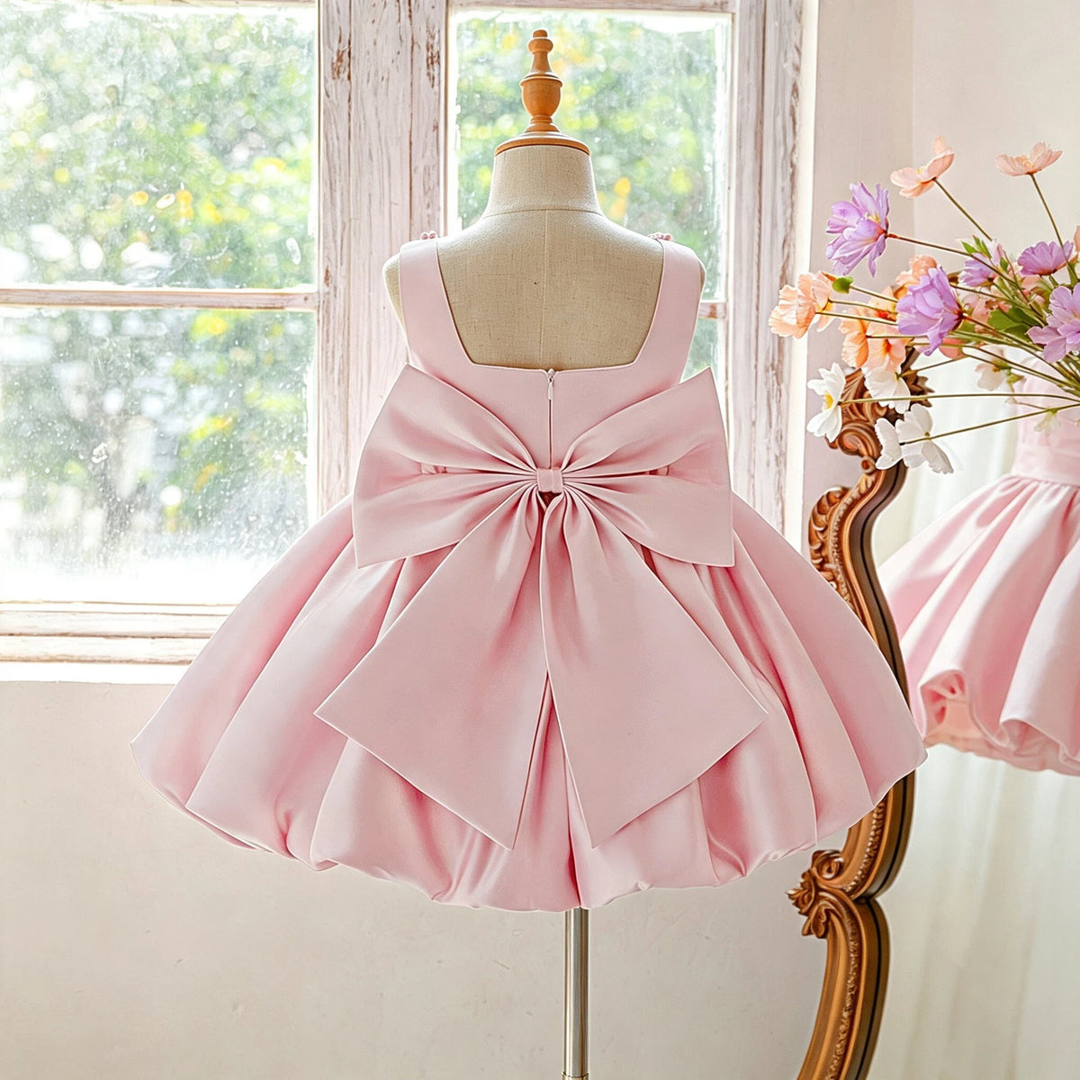 Elegant Baptism Party Tutu Dress for Girls Lolita Bow Bridesmaid Birthday Princess Girl Dresses Wedding School Prom Evening Gown