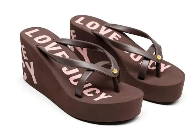 8cm 11cm Summer Wedges Flip Flops for Women Cloth Clip Toe Chunky Platform Slippers Woman Plus Size Light Non-slip Beach  Sandal