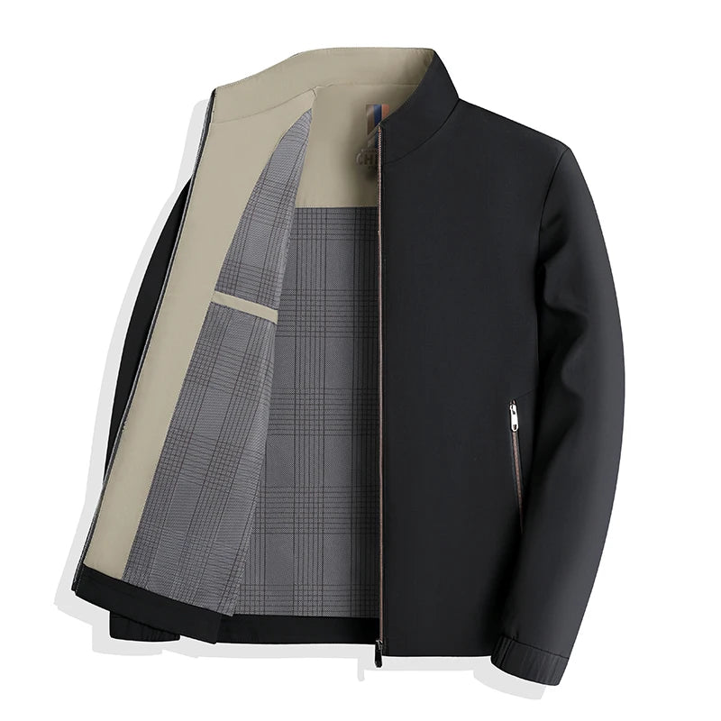 2025 Men's Spring and Autumn Jacket Casual High End Loose Middle Aged Cadre Dad's Dress Collar Jacket