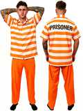 Unisex New Black Convict Halloween Cosplay Adult Orange Prison Uniform Shirt Disfraz Deguisement Fancy Dress Party Top Blouse