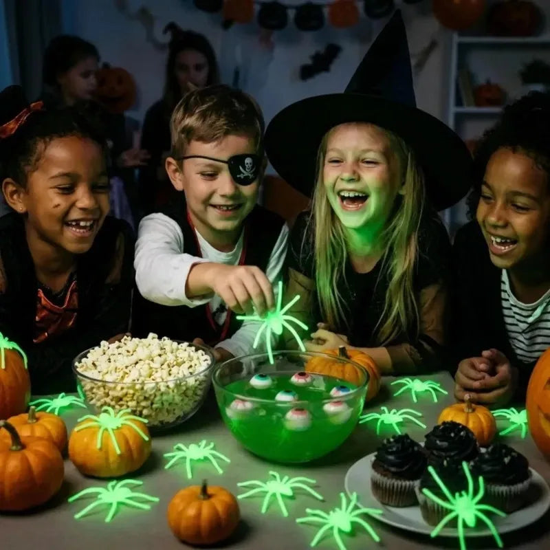30/300PCS Mini Luminous Spider Glow in The Dark Fake Spiders Plastic Ornament DIY Horror Party Halloween Decoration Supplies