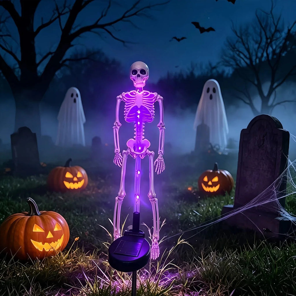LED Solar Glowing Skeleton Garden Light Waterproof Halloween Outdoor Yard Decoration  Stake Lamp for Lawn Pathway Party