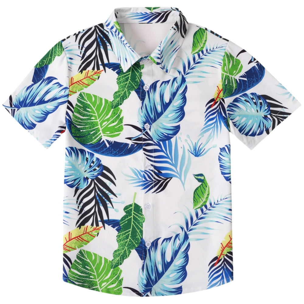 Hawaiian Children's Shirt Plant Flower Pattern Print Kids's Short Sleeved Shirt Holiday Seaside Tops Outdoor Children's Clothing