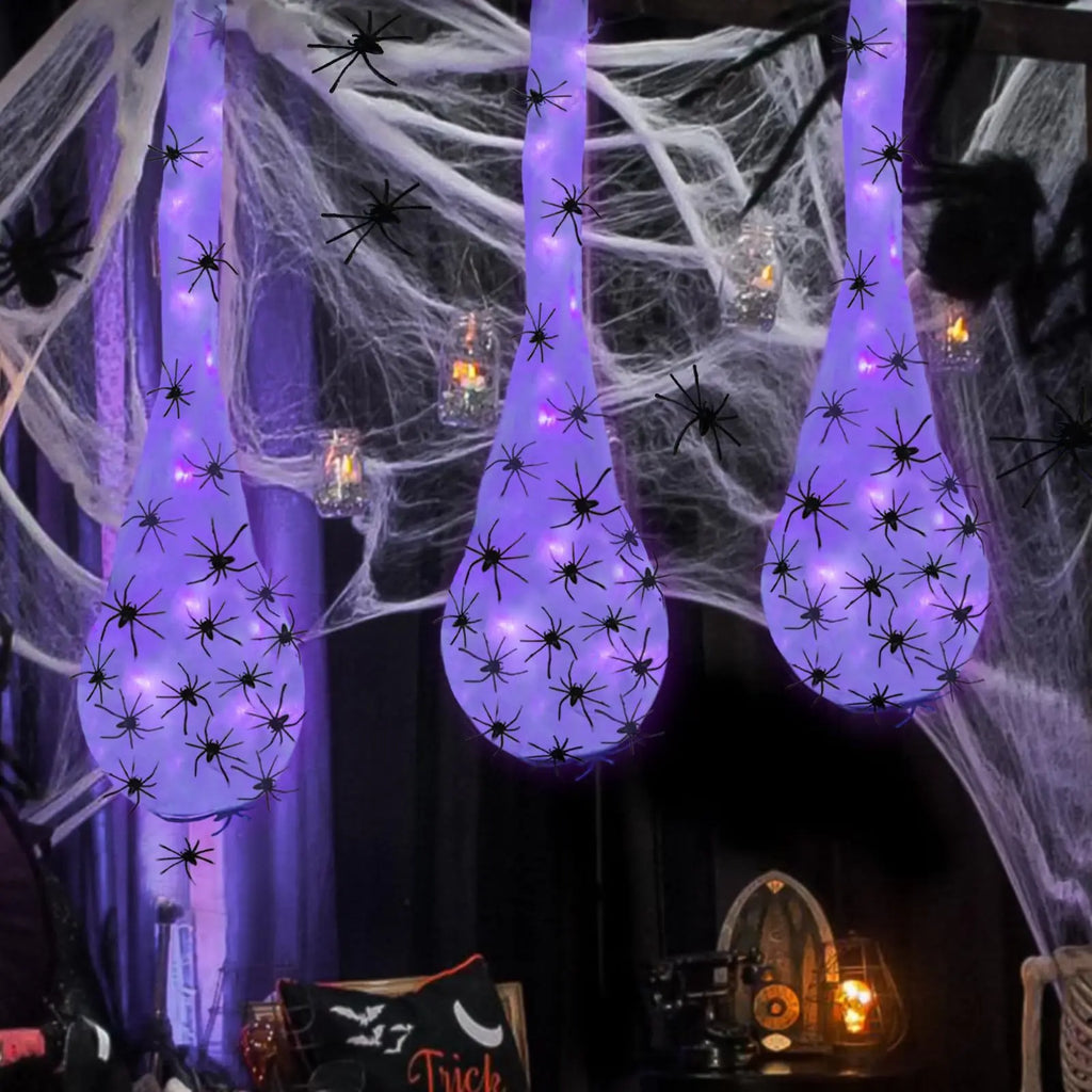 Halloween Glowing Spider Egg Hanging Light Up Web Prop Creepy Spooky Outdoor Porch Lawn Wall Halloween Party Decoration
