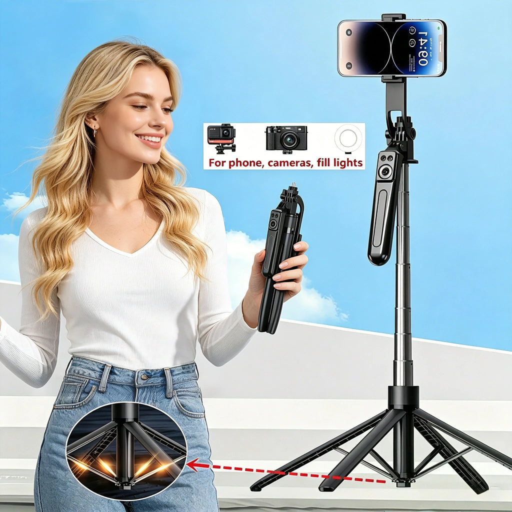 1.8m Selfie Stick Extendable Wireless Bluetooth Remote Portable Smartphone Tripod Stand Mount For iOS Android Phone