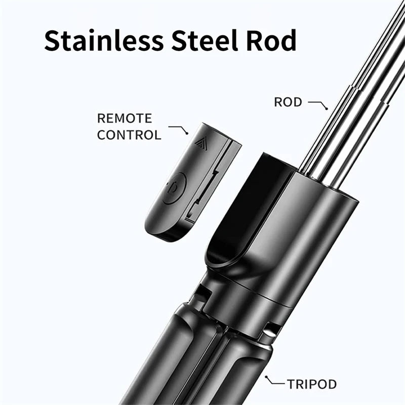 Selfie Stick Wireless Tripod Stand with Light Bluetooth Remote Extendable Tripod for iPhone Mobile Phone Live Streaming
